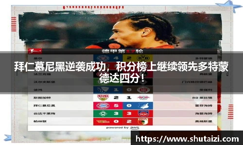 拜仁慕尼黑逆袭成功，积分榜上继续领先多特蒙德达四分！